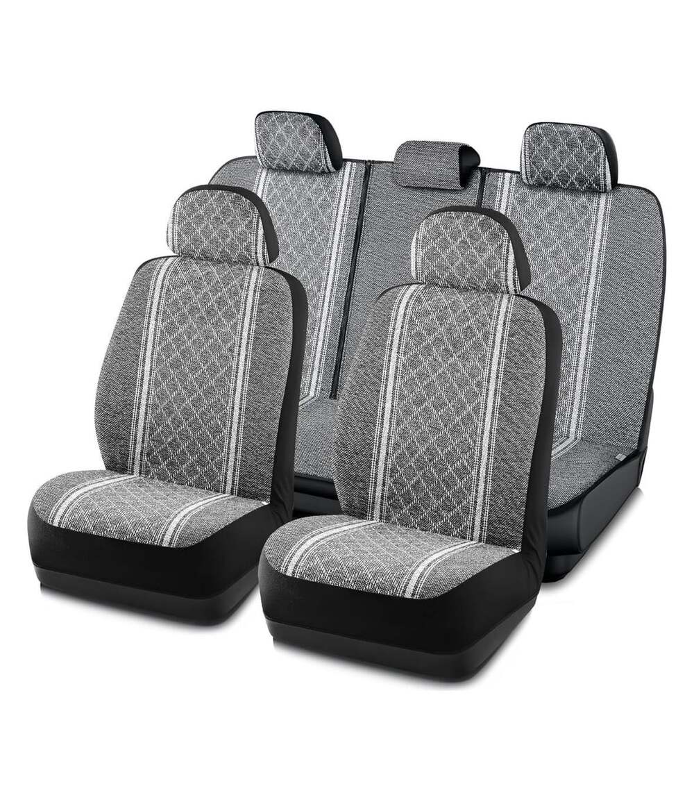 Road Comforts Gray Diamond Jacquard Full Set Car Seat Covers